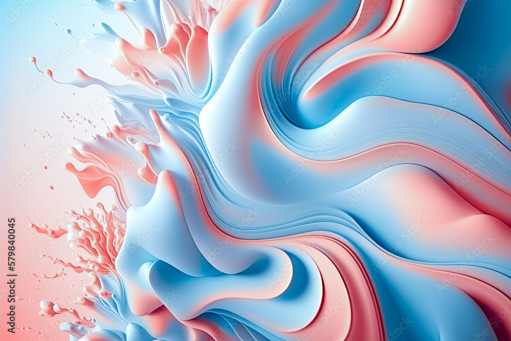 Obraz premium Abstract Coral Blue Pastel Fluid Texture Wave Background. Generative Ai, abstract, coral, blue, pastel, fluid, texture, wave, background, generative, ai, art, design, illustration.
