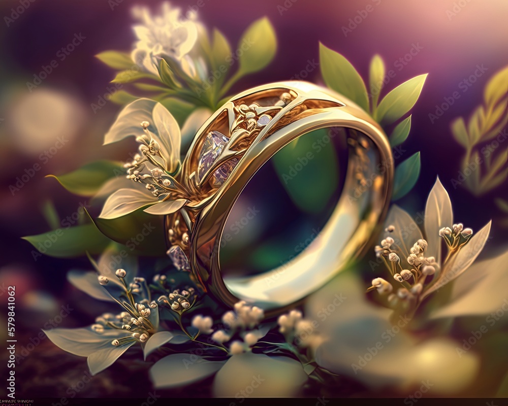 luxury gold wedding rings , ai generated	