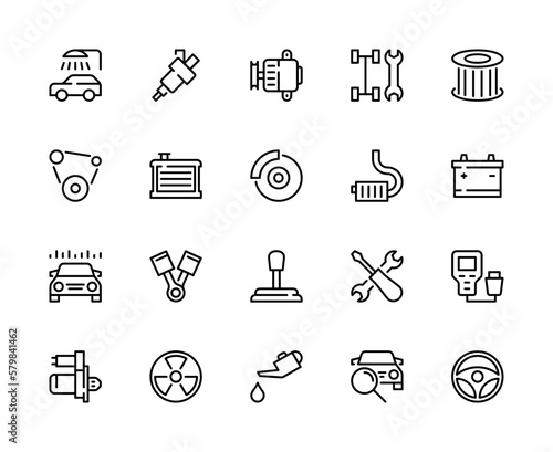 Car service vector line icons. Isolated icon collection on white background. Car service symbol vector set.