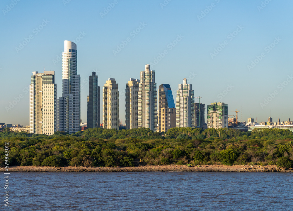 Large modern apartment buildings of Puerto Madero by the shoreline in Buenos Aires Argentina Large modern apartment buildings of Puerto Madero by the shoreline in Buenos Aires Argentina