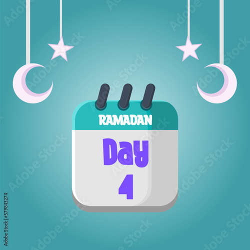 Daily Ramadan Day calendar icon. Wednesday, March 22, 2023. EPS 8 format