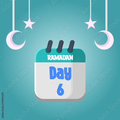 Daily Ramadan Day calendar icon. Wednesday, March 22, 2023. EPS 8 format