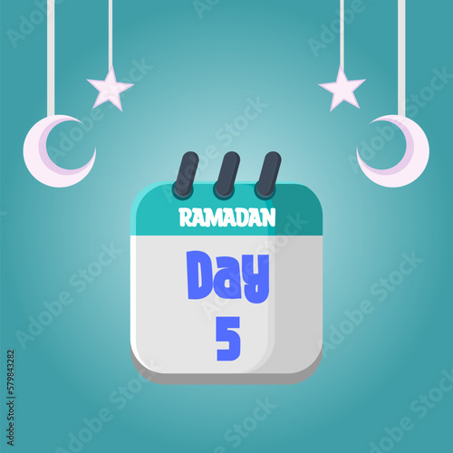 Daily Ramadan Day calendar icon. Wednesday, March 22, 2023. EPS 8 format