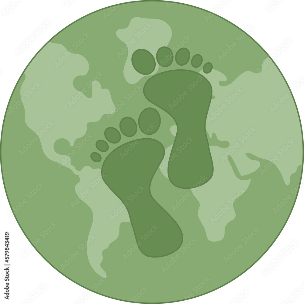 CO2 carbon footprint concept with a globe. Human impact on earth. Sustainability, ecology and environment related illustration CO2 carbon footprint concept with a globe. Human impact on earth. Sustainability, ecology and environment related illustration