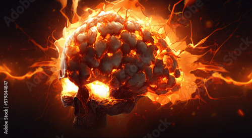 a brain on fire and pain, generative ai photo