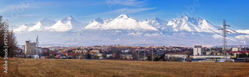 Photography View to Poprad town under the High Tatras Mountains.