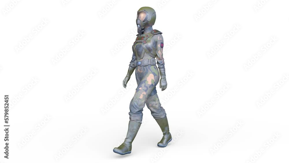 歩く女性宇宙飛行士