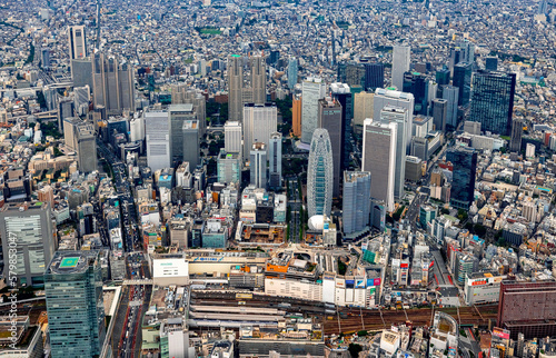Aerial view of the skysrapers of Shinjuku  Tokyo  Japan