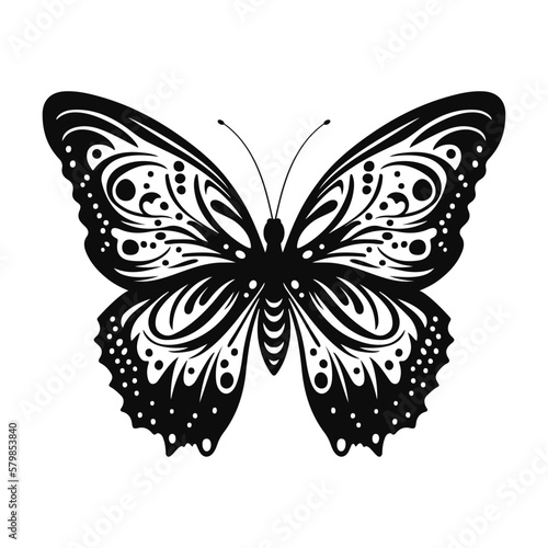 Butterfly logo, icon. Black silhouette on white background. Vector illustration © Mr.Vander