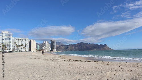 Beach ,buildings and Gordon's Bay Mountains