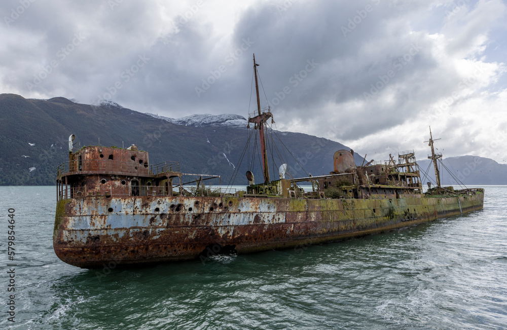 Wreck of MV Captain Leonidas, a freighter that ran aground on the Bajo ...