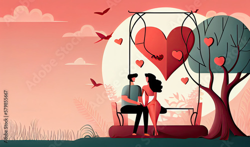 Dating website or social media romantic relationship concept created with AI