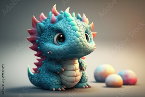 Cute adorable baby dragon, selective focus. AI generated, human enhanced
