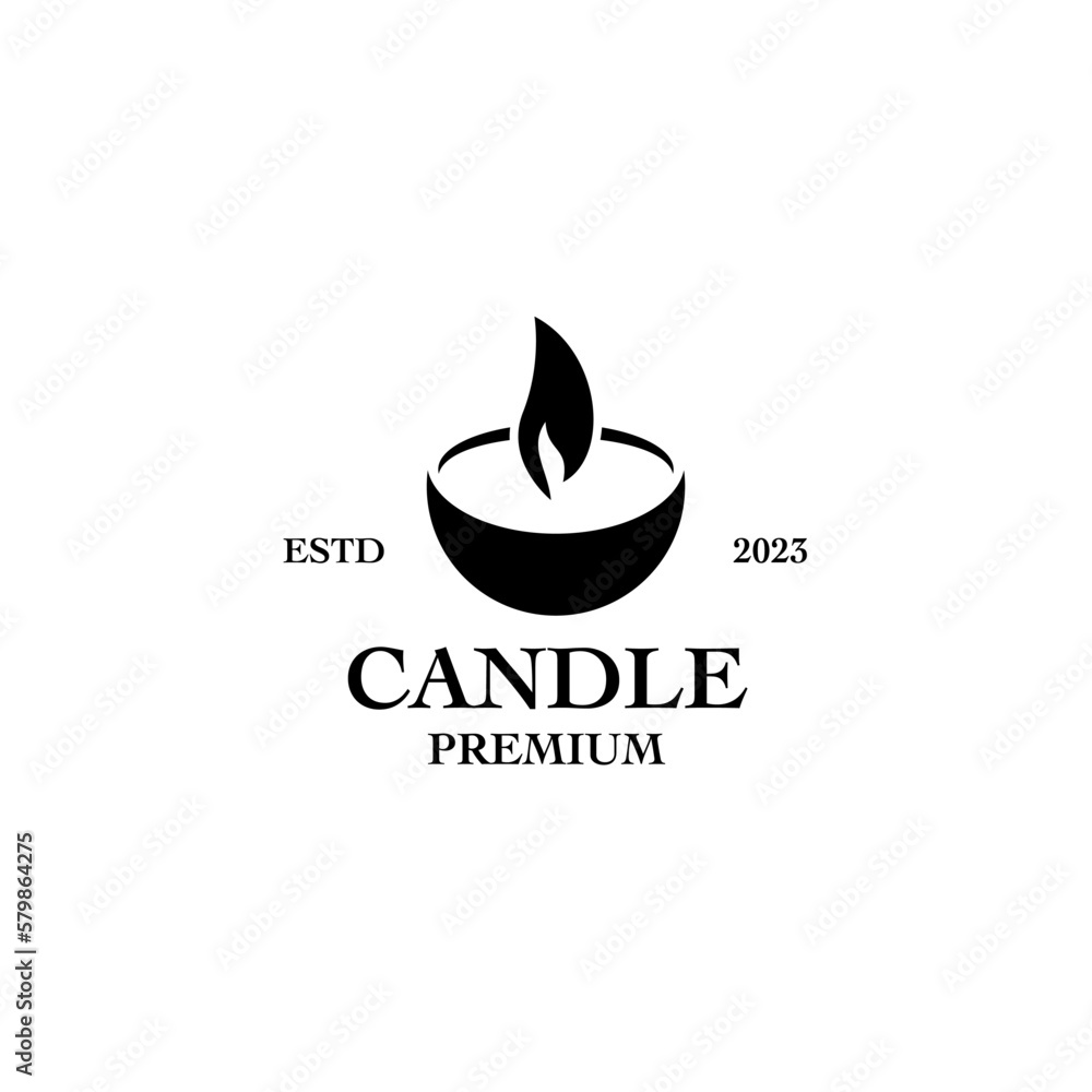 Flat candle logo design vector illustration Flat candle logo design vector illustration