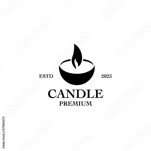 Flat candle logo design vector illustration