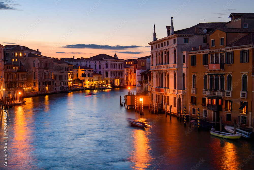 Venice, Italy - Grand Canal after sunset