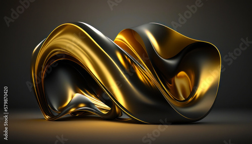 Gold and black luxury silk abstract composition in room. AI generative