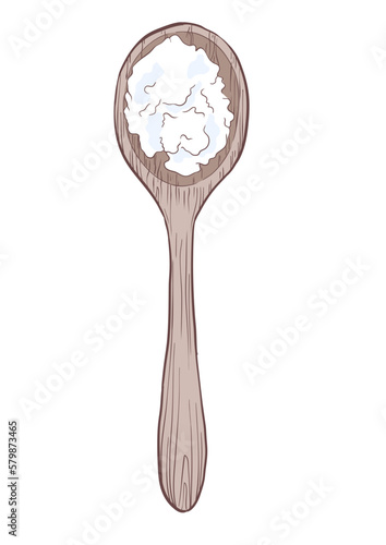 Coconut oil or lard on a wooden spoon, isolated vector