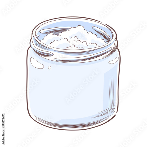Glass jar with coconut oil or lard vector illustration, isolated