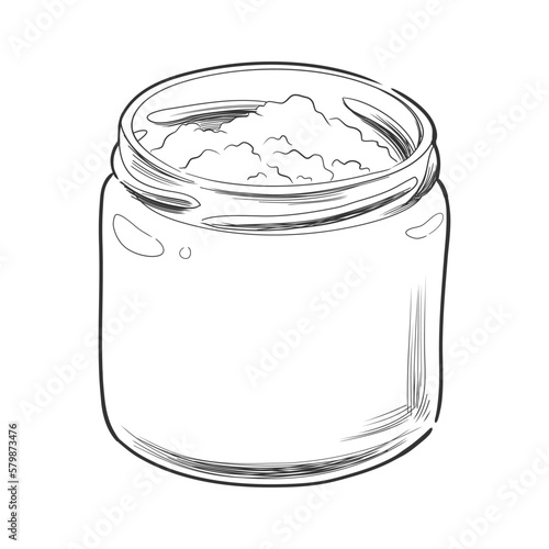 Glass jar with coconut oil or lard vector illustration, isolated