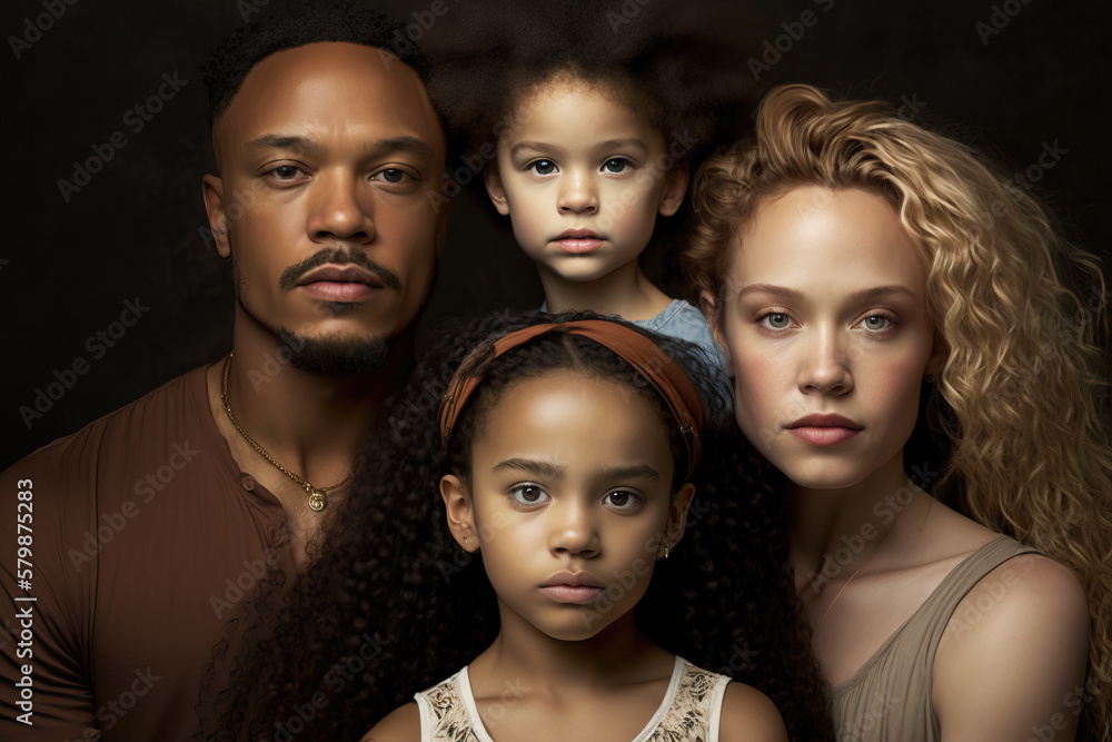 Obraz premium Portrait of happy family, generative ai