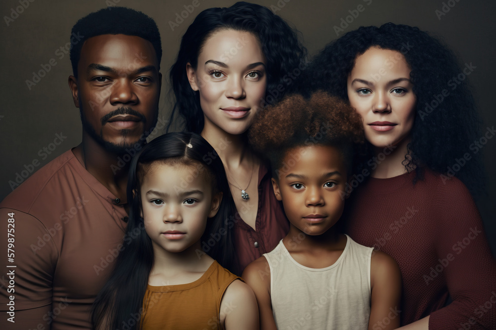 Portrait of happy family, generative AI Portrait of happy family, generative AI