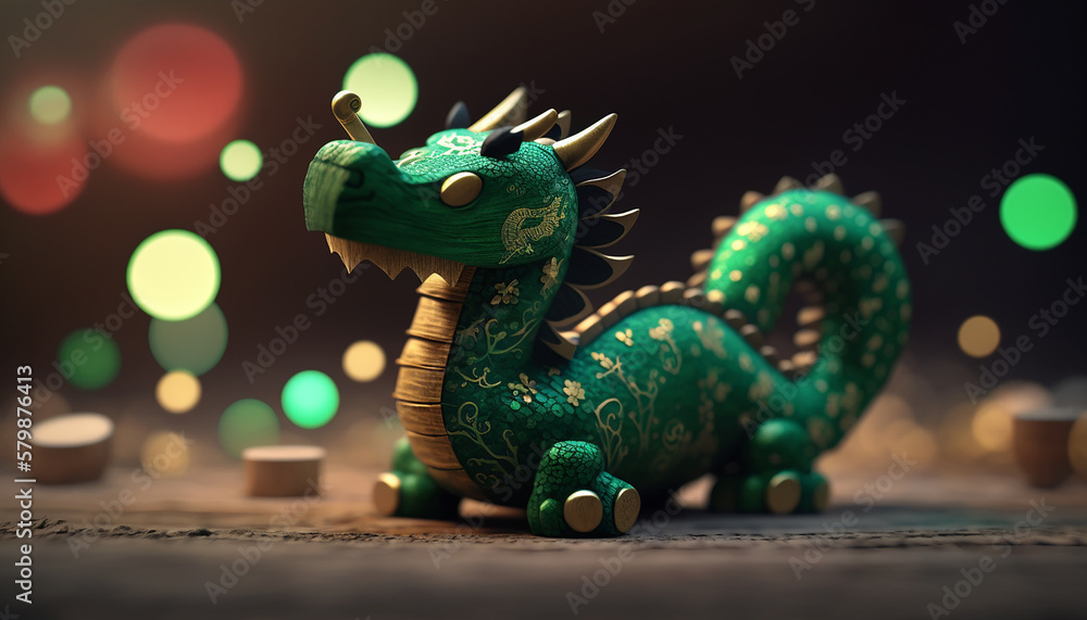 green chinese dragon for new year .symbol of 2024 .Generative AI