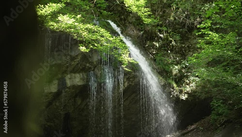 a small waterfall in the forest