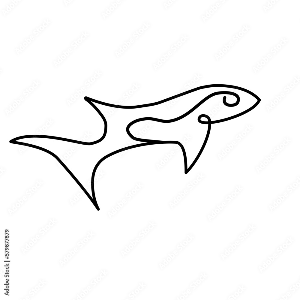Single one line drawing sharks fish Single one line drawing sharks fish