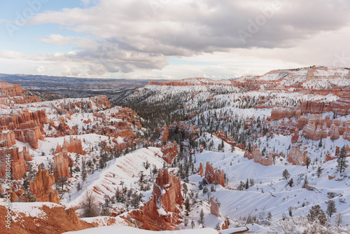 landscape of bryce canyon national park in winter