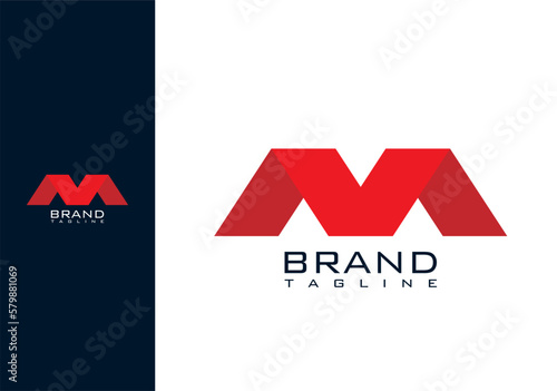 m and v letters letter send red color modern web icon logo