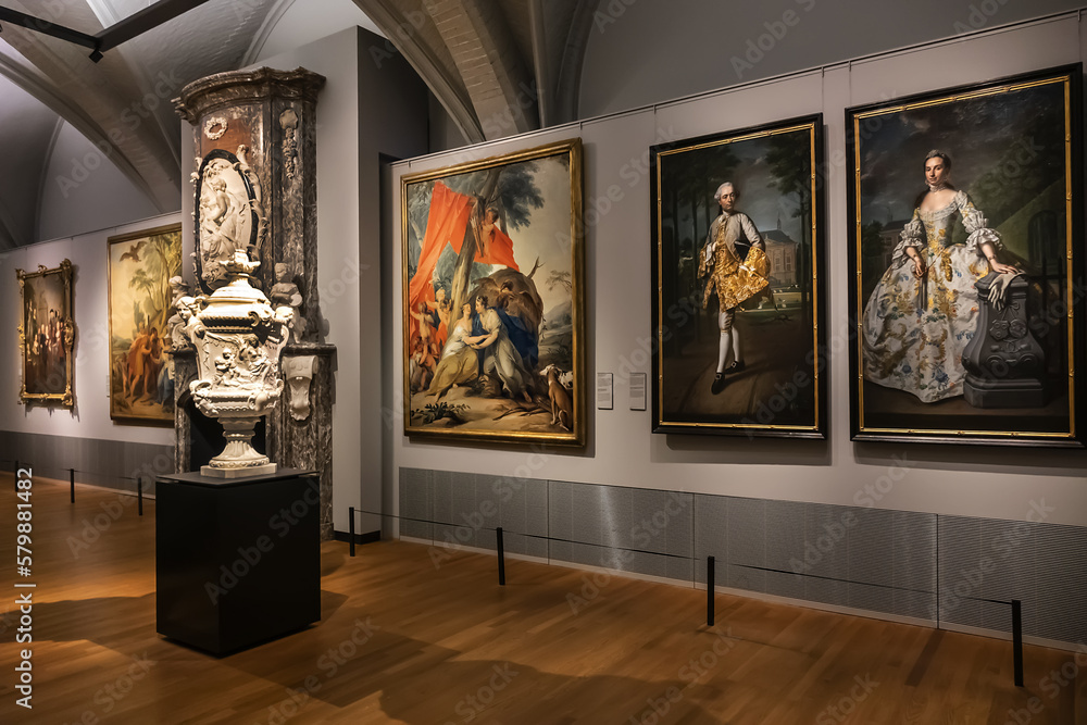 Interior of famous Amsterdam Rijksmuseum dedicated to arts and history ...