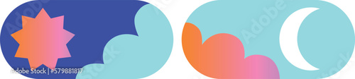 Day and Night Mode Switcher for Phone Screens. Vector. Light and Dark Buttons. Switch to dark or light mode. On Off Switch Element for Mobile App, Web Design, Animation.