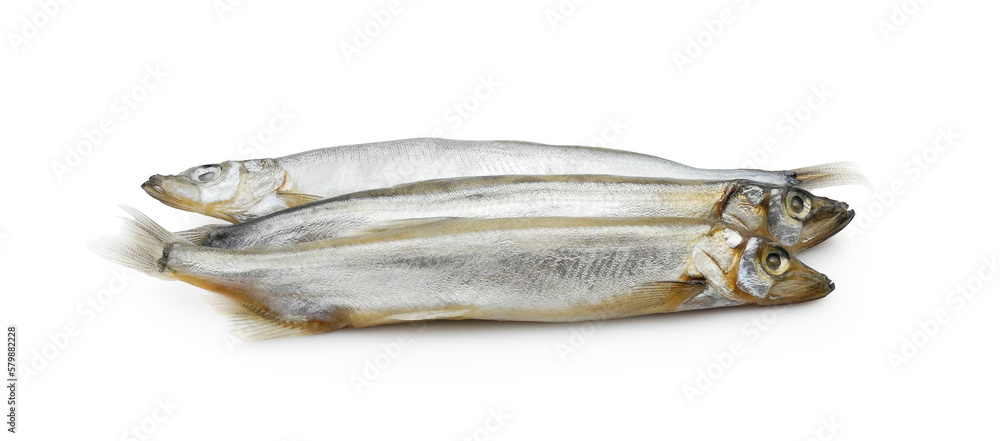 Raw capelin fish isolated on white background Raw capelin fish isolated on white background
