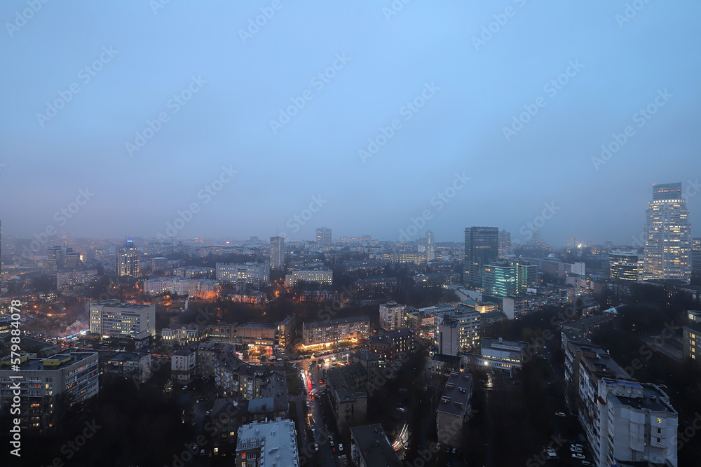 Night view of Kyiv city from a height