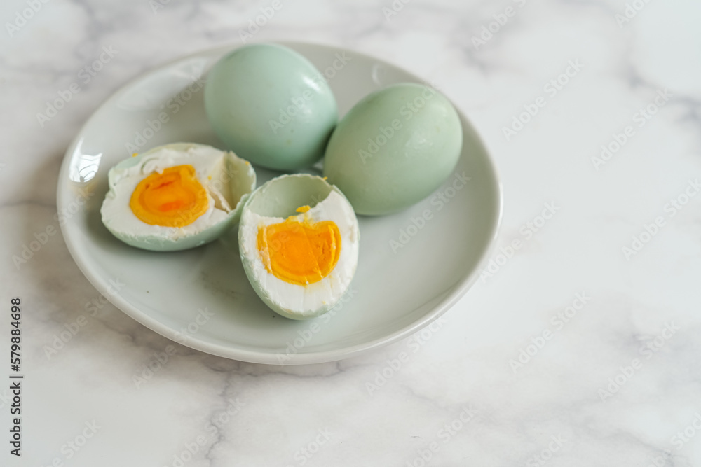 Salted boiled eggs on a plate Salted boiled eggs on a plate