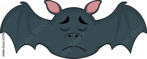 vector illustration of a vampire bat cartoon with a sad and lamenting expression