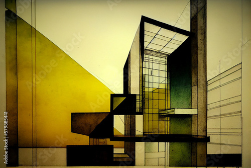 Fotografie, Obraz architectural abstract (generative ai content)