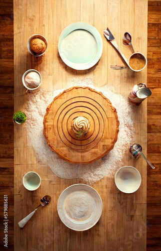 top view table kitchen, simplicity, empty, GENERATIVE AI