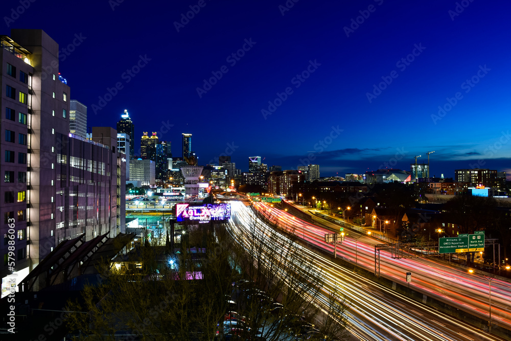 Downtown Atlanta with traffic on Interstate 85/75