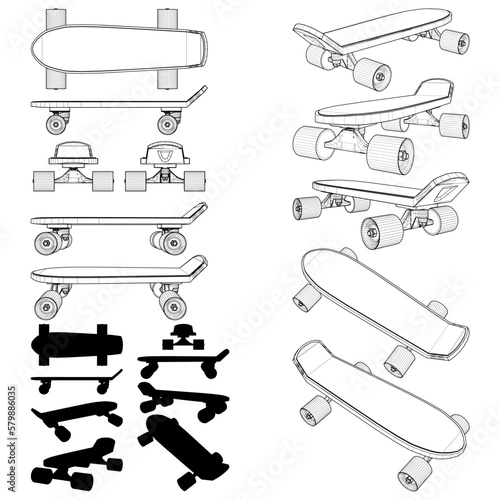 Skateboard Vector. Illustration Isolated On White Background. A Vector Illustration Of Skateboard.
