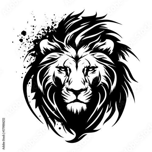Black and White Lion Head element for Logo Design - Generative AI