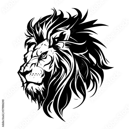 Black and White Lion Head element for Logo Design - Generative AI