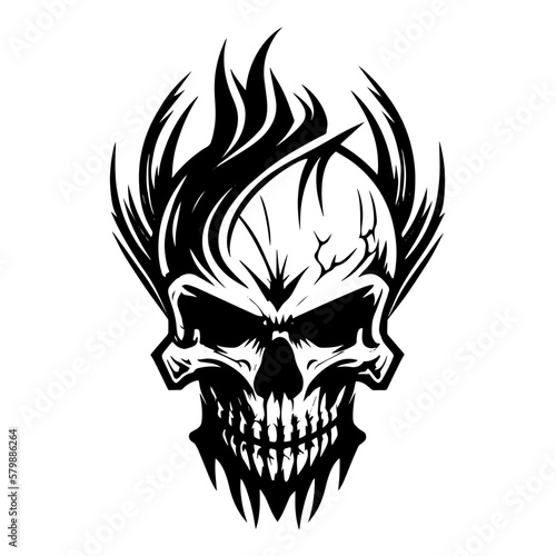  Skull Black and White for Logo Design - Generative AI