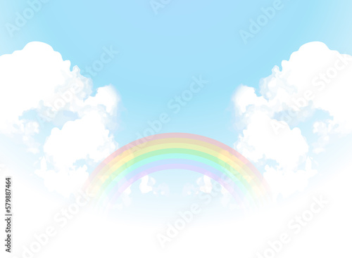 虹と雲の背景イラスト