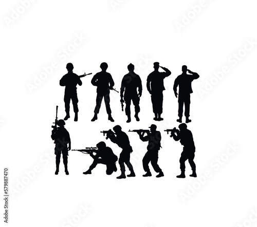 Soldier Activity Silhouettes, art vector design
