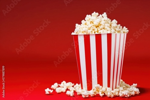 popcorn in a box on a red background