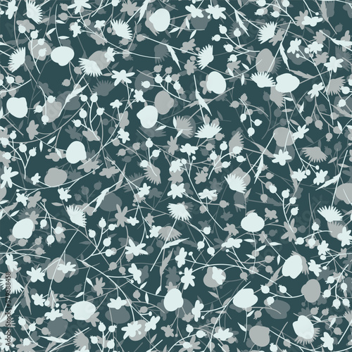 Flower Shadows Seamless Vector Repeat Pattern