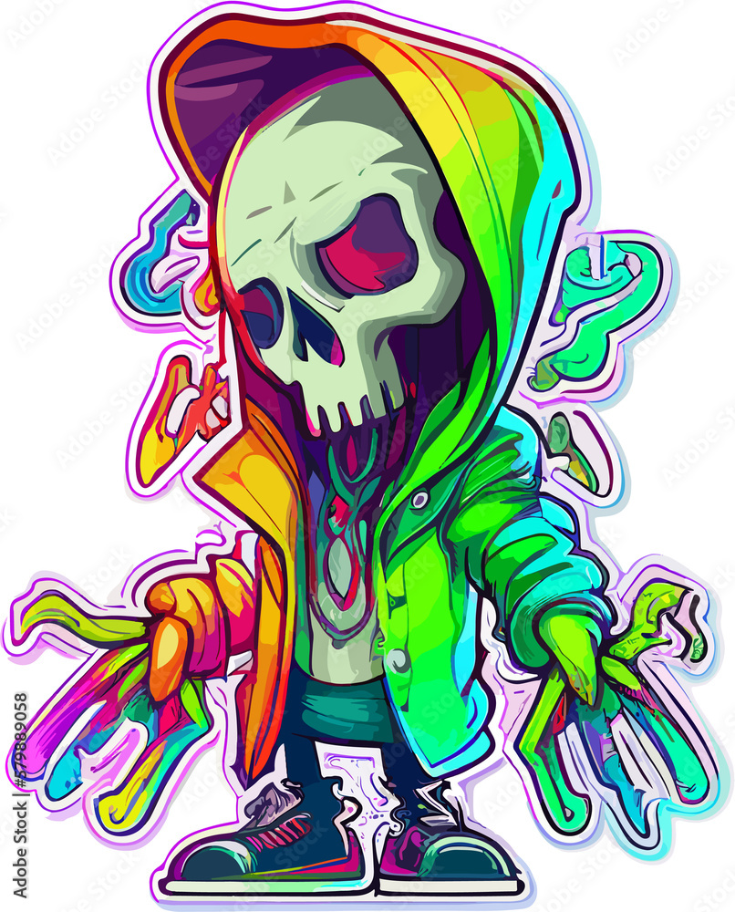 Vector Hype beast Cartoon Skull Animation Vector Hype beast Cartoon Skull Animation