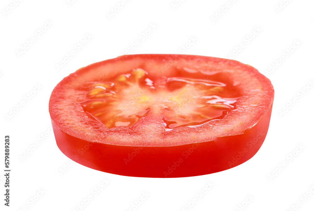 Slice of tomato for burger isolated on white Slice of tomato for burger isolated on white